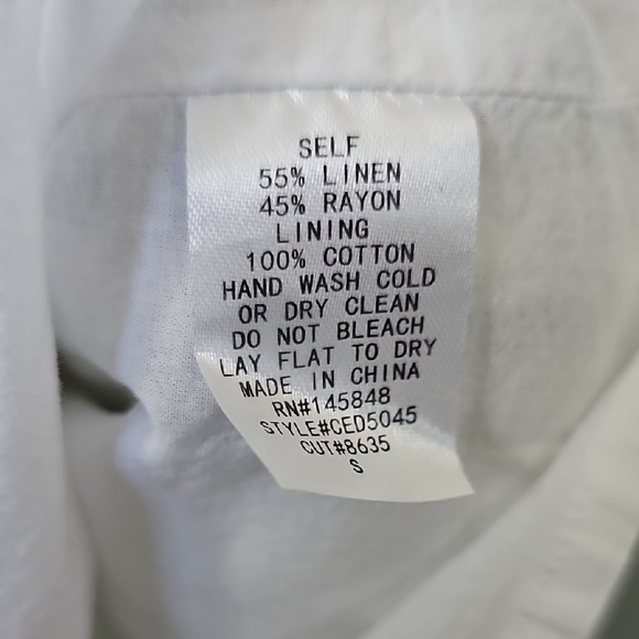 Everly Romantic Summer Green White Striped Linen Blend Midi Dress Small - Picture 9 of 10